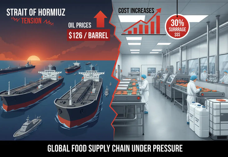 $126 Oil and 30% Chemical Surcharges: What the Hormuz Crisis Means for Food Processing Sanitation