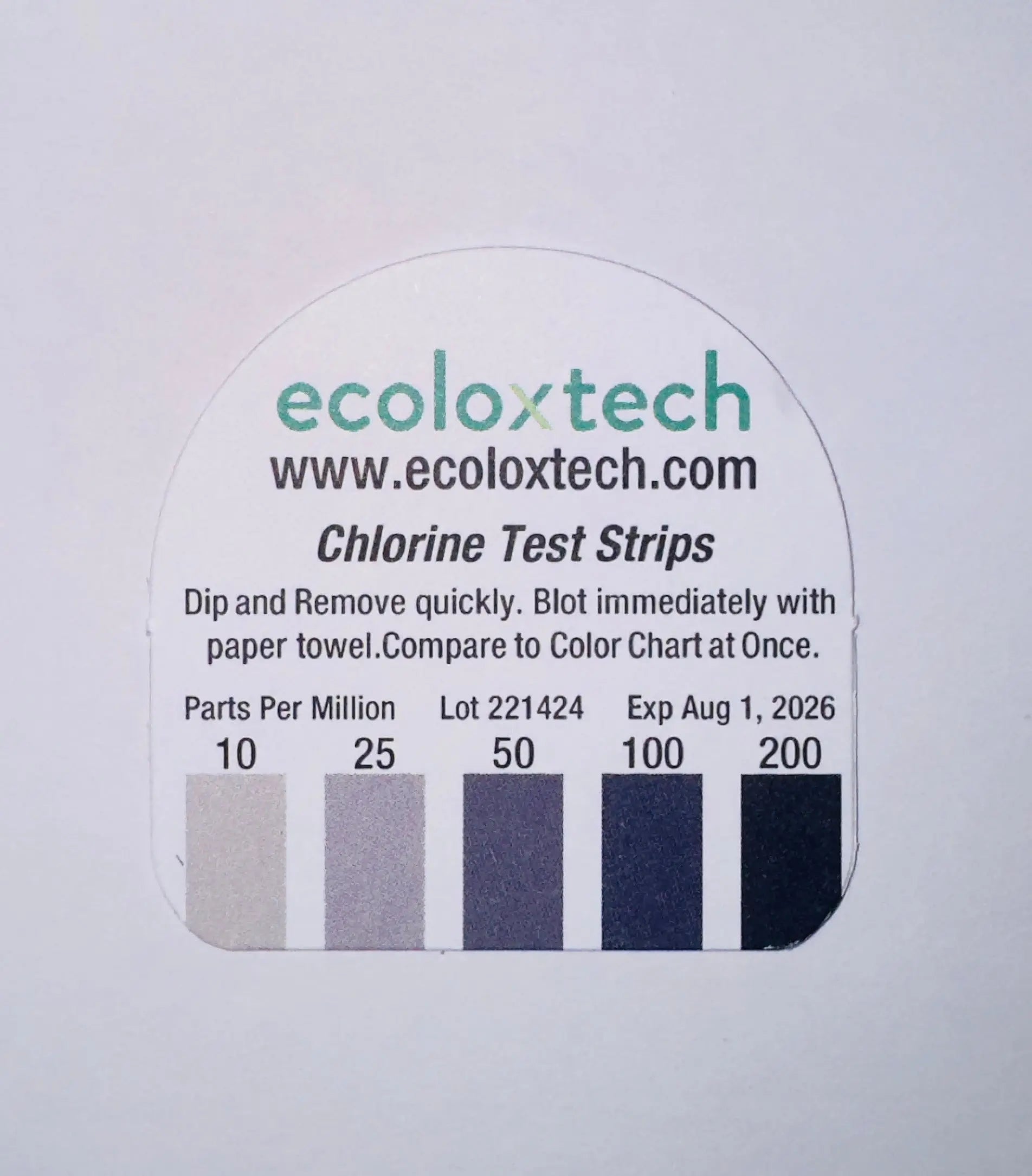 Chlorine Test Paper 10-200 PPM Ecoloxtech