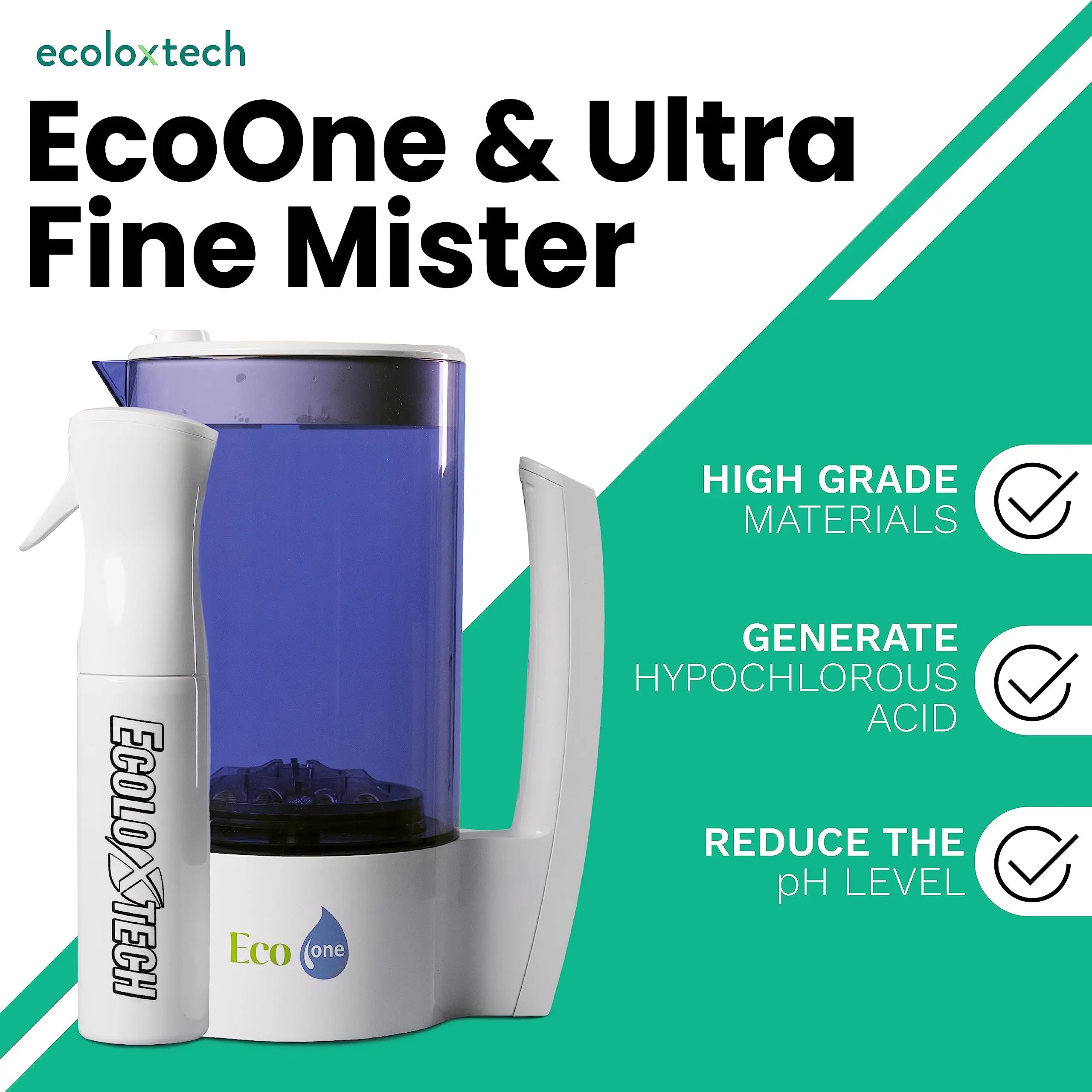 Eco One Electrolyzed Water System, Natural cleaner and sanitizer system (Eco One & Ultra Fine Mister) - Ecoloxtech