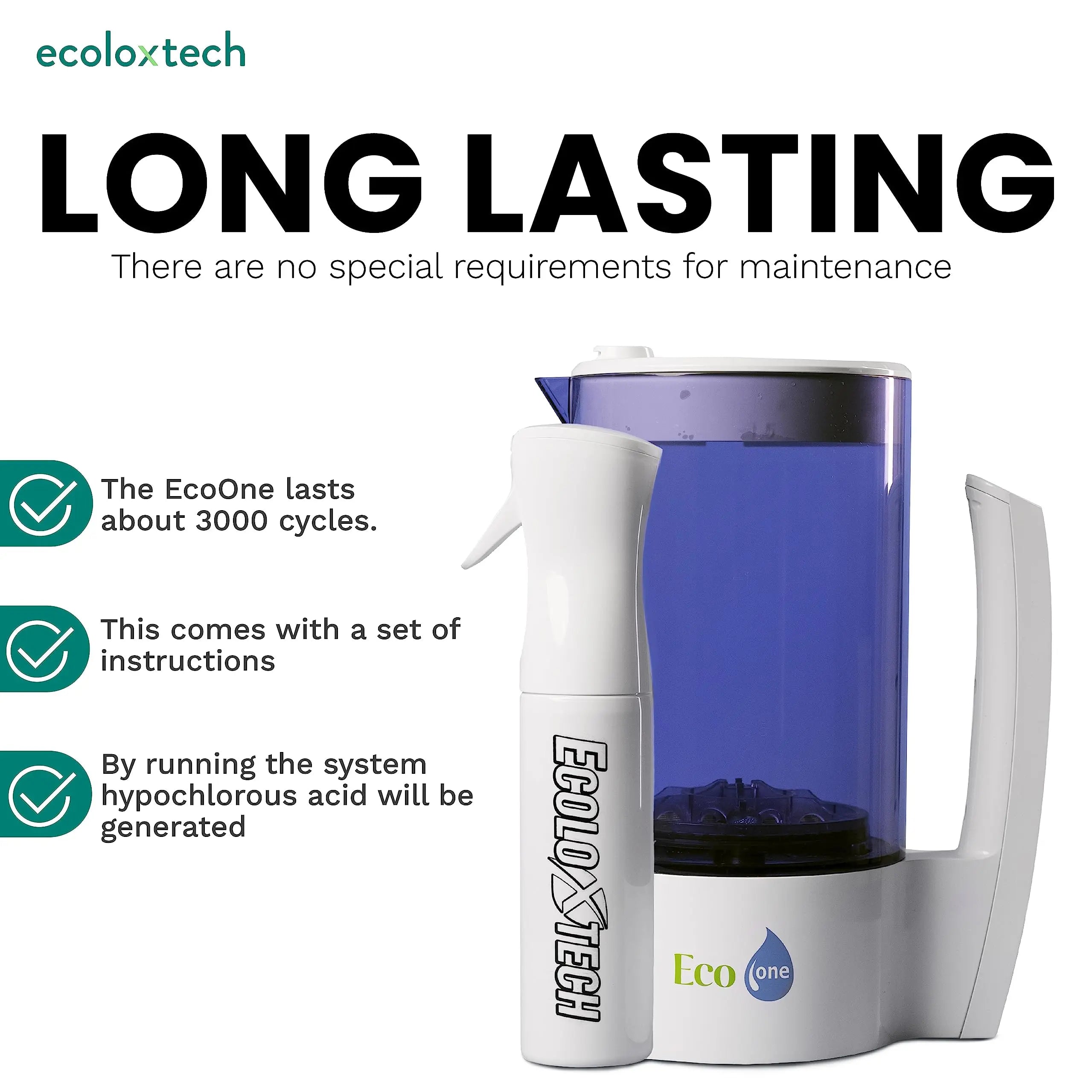 Eco One Electrolyzed Water System, Natural cleaner and sanitizer system (Eco One & Ultra Fine Mister) - Ecoloxtech